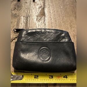 Vintage Black Leather coin purse/ keychain